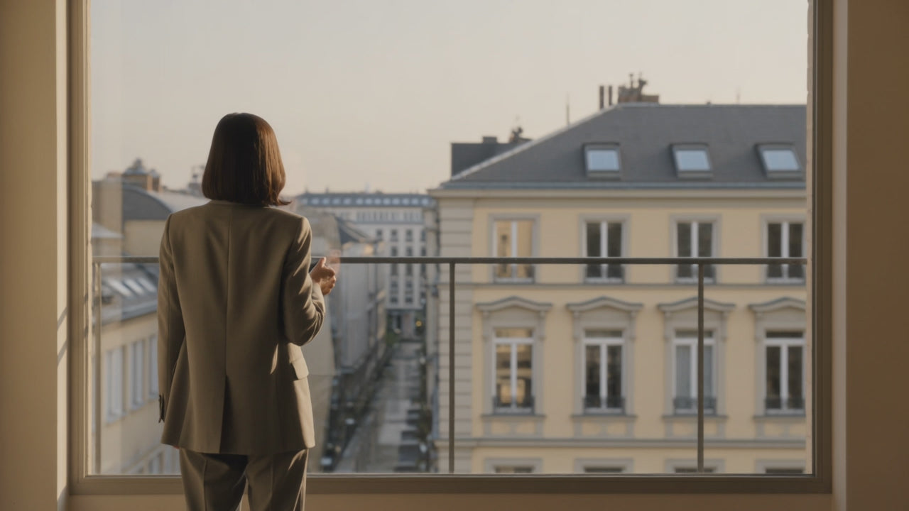Video laden: Cinematische sfeervideo van persoon in premium minimalistisch interieur